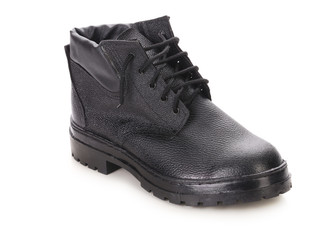Close up of winter black boot.