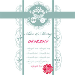 Wedding invitation card with carriage