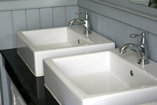 Modern white basin in hotel