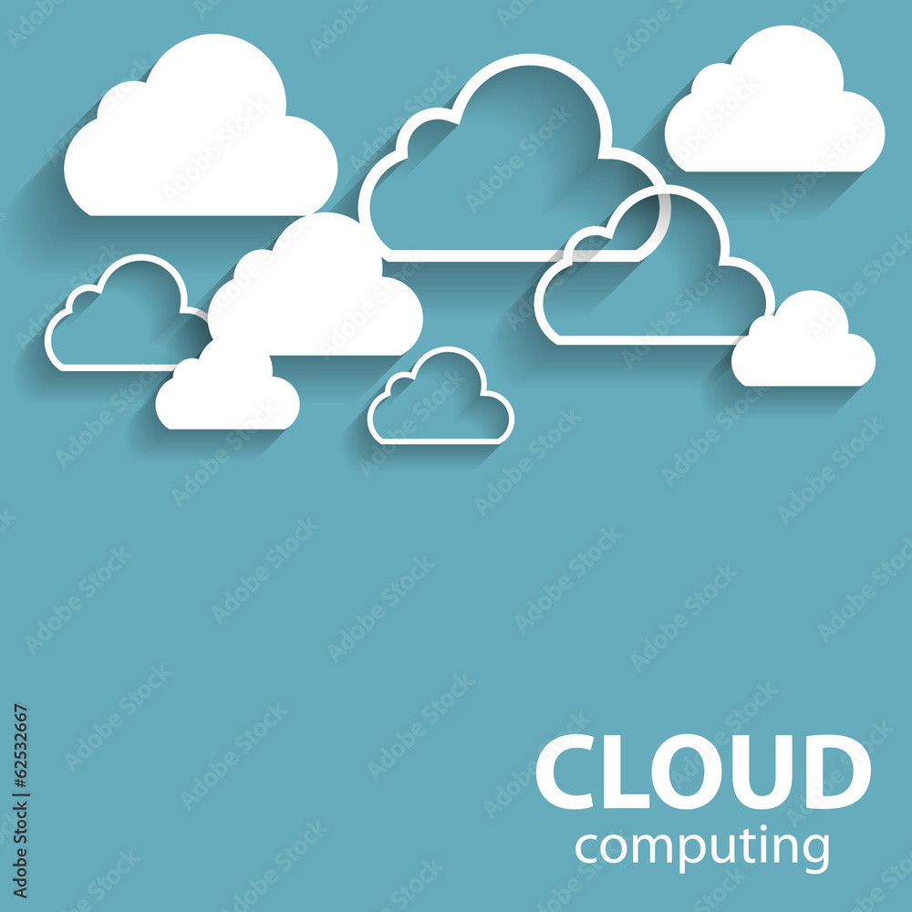 Poster cloud computing concept on different electronic devices. vector