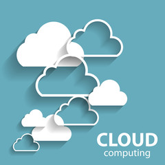 Cloud Computing Concept on Different Electronic Devices. Vector