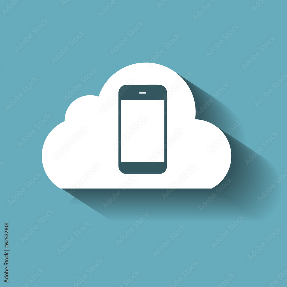 Aufkleber cloud computing concept on different electronic devices. vector