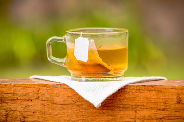 tea served on the terrace, in spring.