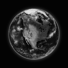 North America on dark planet Earth