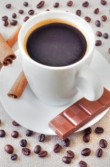 Coffee with chocolate and cinnamon