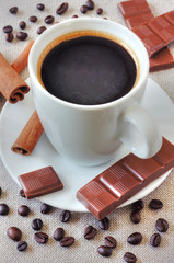 Coffee with chocolate and cinnamon