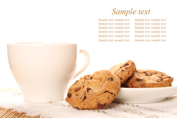 Chocolate cookies and a cup of coffee