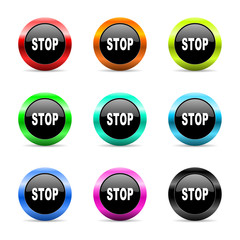 stop icon vector set