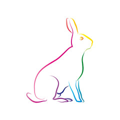 Frohe Ostern - Osterhase - Einladung zum Osterfest, Bunte abstrakte Linie, Vektor, isoliert