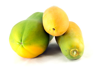 Papaya fruit isolated on white background