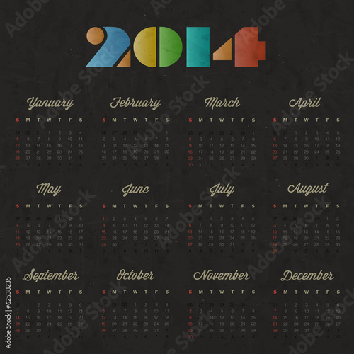 "Retro vintage style calendar design." Stock image and royaltyfree