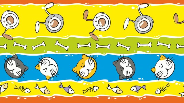 cats and dogs - colorful loopale background with pets