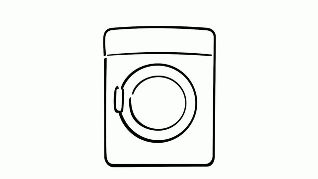 drawing of washing machine on white