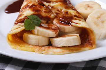 delicious pancake with banana horizontal
