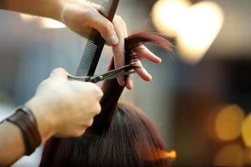 Papier Peint photo Lavable Salon de coiffure coiffeur coupe de cheveux