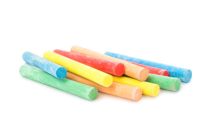 chalks in a variety of colors arranged
