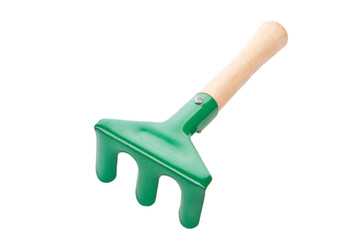Small green garden rake