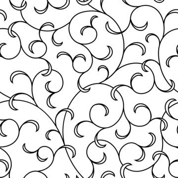 seamless abstract black floral background isolated