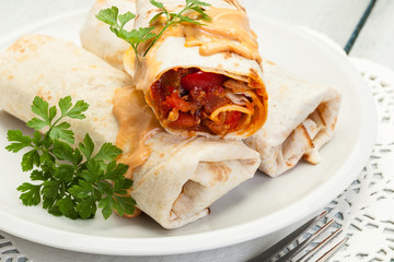 Mexican burritos on a plate