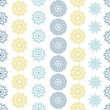 vector yellow gray abstract mandalas striped seamless pattern