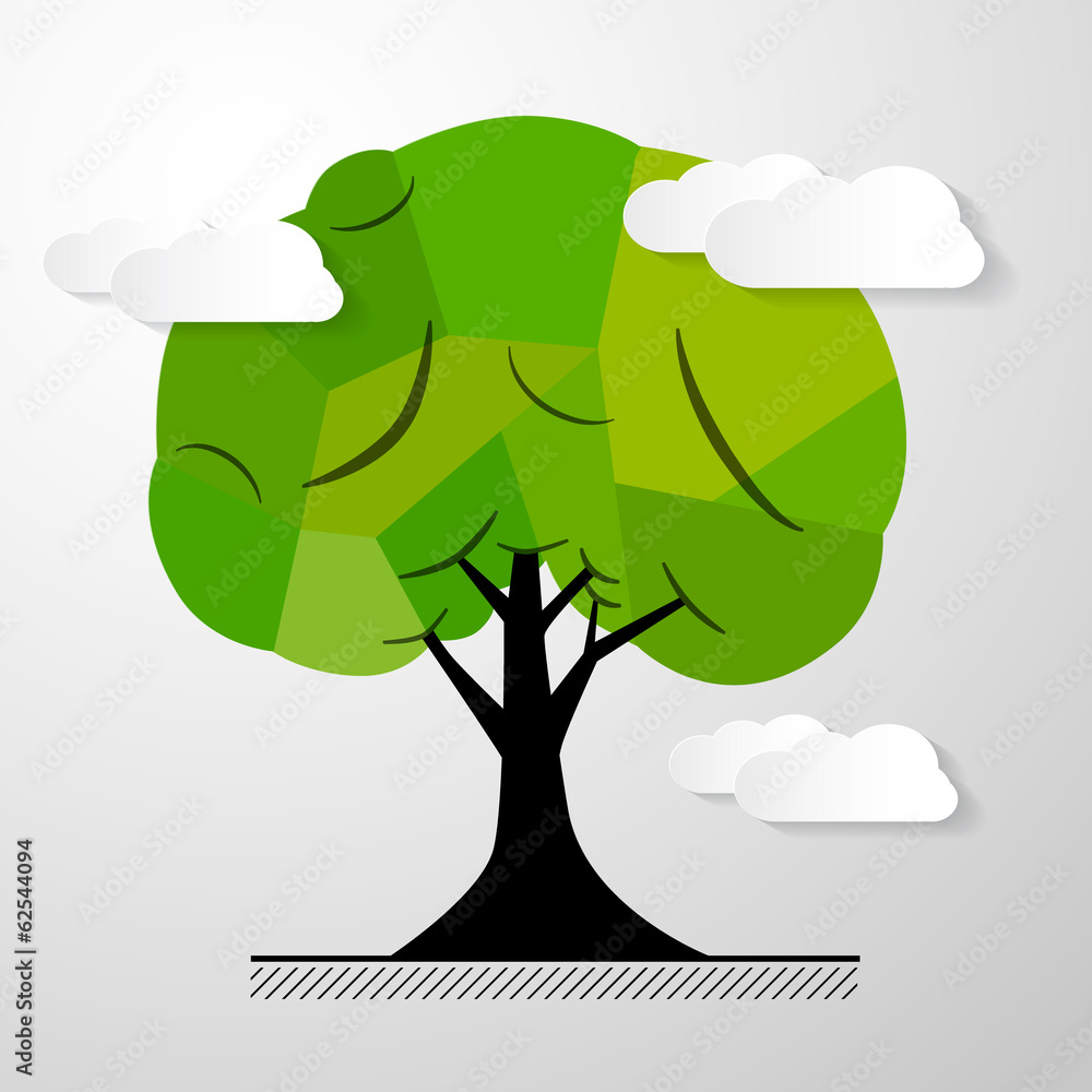 Poster abstract vector tree isolated on white background