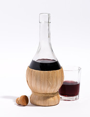 Flask or carafe of red wine