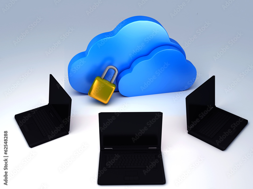 Poster security cloud and notebook