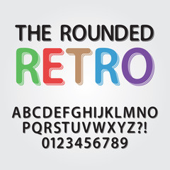 Abstract Rounded Retro Line 3D Alphabet and Numbers, Eps 10 Vect