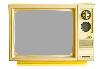 Vintage analog television isolated onwhite background,