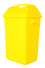 yellow trash on isolated white background, clipping path.