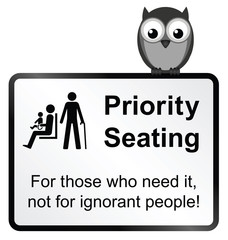Monochrome priority seating sign