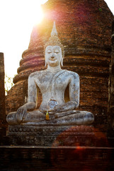 Fototapeta premium thailand landmark. Ancient buddha statue. Sukhothai Historical P
