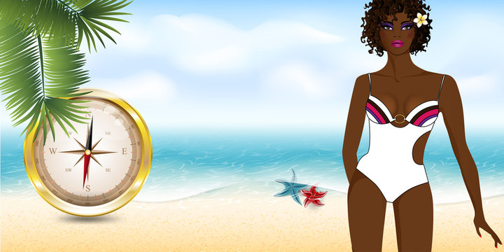 girl on the beach with compass6