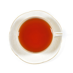 Black tea in a porcelain cup.