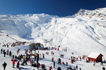 Cauterets ski resort in winter Pyrenees.