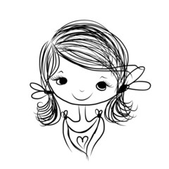 Cute girl smiling, sketch for your design