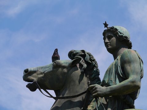 A Detail Of A Horse Equestrian Statue Turin In Italy