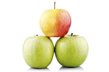 Red and green apple isolated on white background cutout