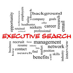 Executive Search Word Cloud Concept in red caps