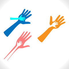 Three sets of hands - mom and child