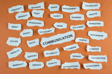 Concepto de comunicación en los negocios en idioma inglés