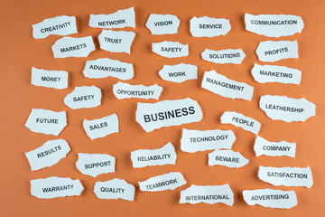 Concepto de negocios de la empresa en acción en idioma inglés