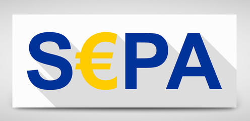 Weißer S€PA, SEPA Schild mit langem Schatten