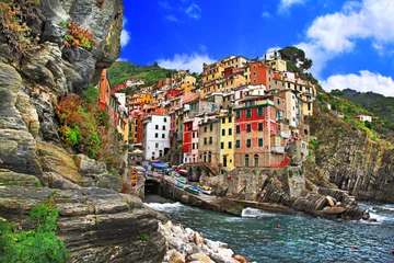 Wall murals Liguria colors of Italy - Riomaggiore, pictorial fishing village,Liguria