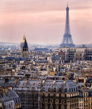 Fototapeta View of Paris and of the Eiffel Tower from Above