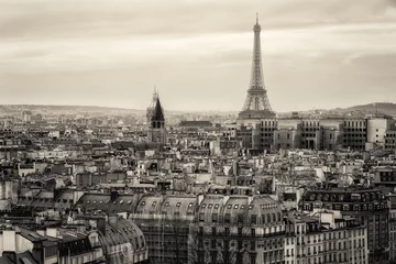 Fotobehang Uitzicht op Parijs en de Eiffeltoren van bovenaf © francescorizzato