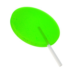 Green lollipop isolated on white background