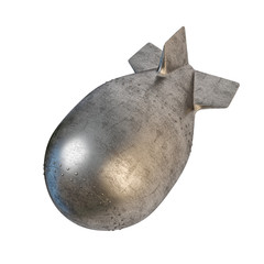 Bomb. Old style metal rocket on an isolated background
