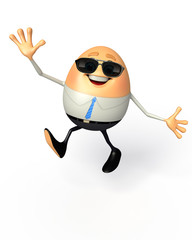 Happy Egg as business man is jumping