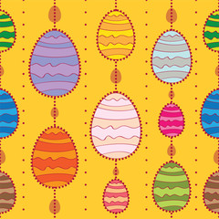 Abstract vector seamless background with colored Easter eggs.